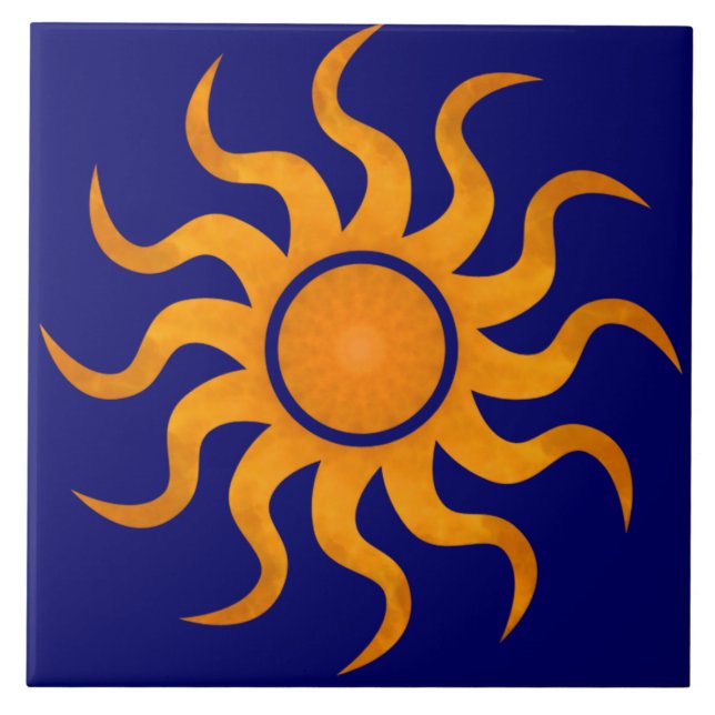 Azulejo Golden Sun Midnight Blue Tile - Grande (Frente)