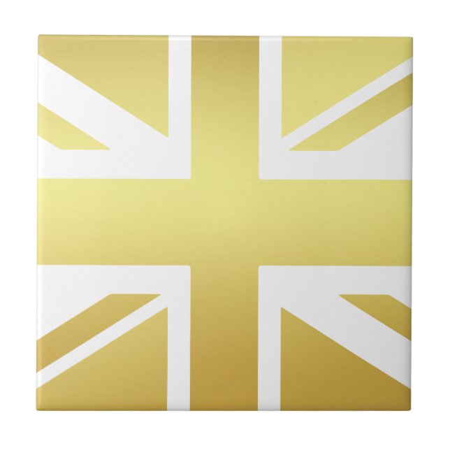 Azulejo Golden Union Jack British Flag Ceramic Tile (Frente)