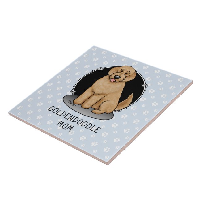 Azulejo Goldendoodle Mom Doodle Mom (rojo dorado) (Lado)