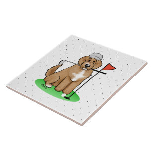 Azulejo Goldendoodle Perro Jugando Golf (rojo whmk2) Diver