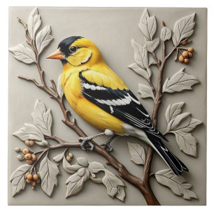Azulejo Goldfinch Estadounidense - Mosaico De Cerámica De 