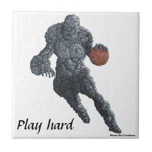 Azulejo Golem Dribbling Baloncesto Fantasía Arte Deporte T