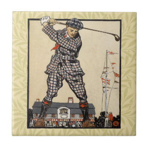Azulejo Golf Golfista Vintage Antiguo Golf