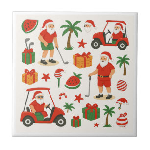 Azulejo Golf Santa Golfing para Navidades Julio