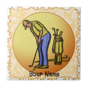 Azulejo Golfer Sun Man