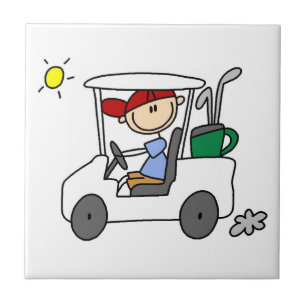 Azulejo Golfista en Carrito de Golf