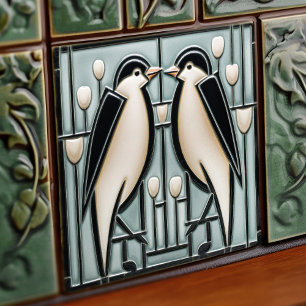 Azulejo Golondrinas de Invierno Mackintosh Art Deco Nouvea