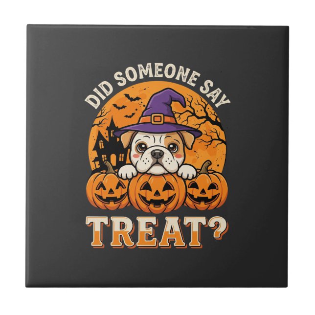 Azulejo Golosinas para perros de Halloween con diseño de c (Frente)