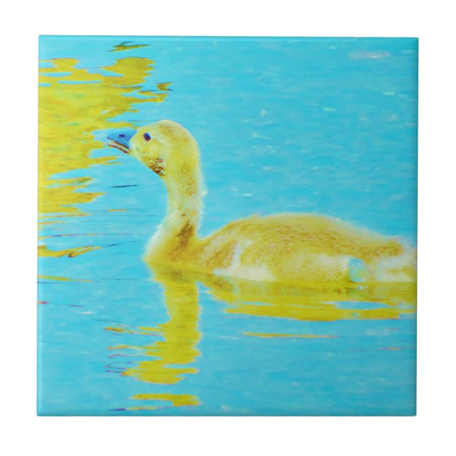 Azulejo Goma bebé amarillo con agua azul clara (Frente)