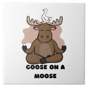 Azulejo Goose on the Moose Animal Funny