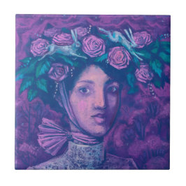 Azulejo Gorra de verano, arte de retrato surrealista de fa