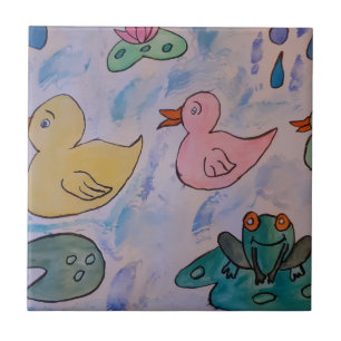 Azulejo Gotas de lluvia sobre la tela cerámica de los poll