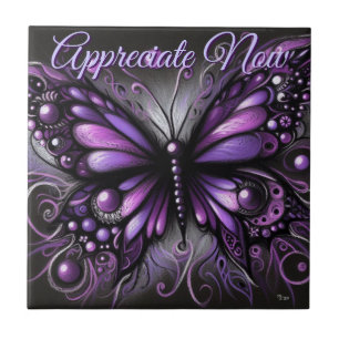 Azulejo Gótico Caprichoso Mariposa Morada Personalizada