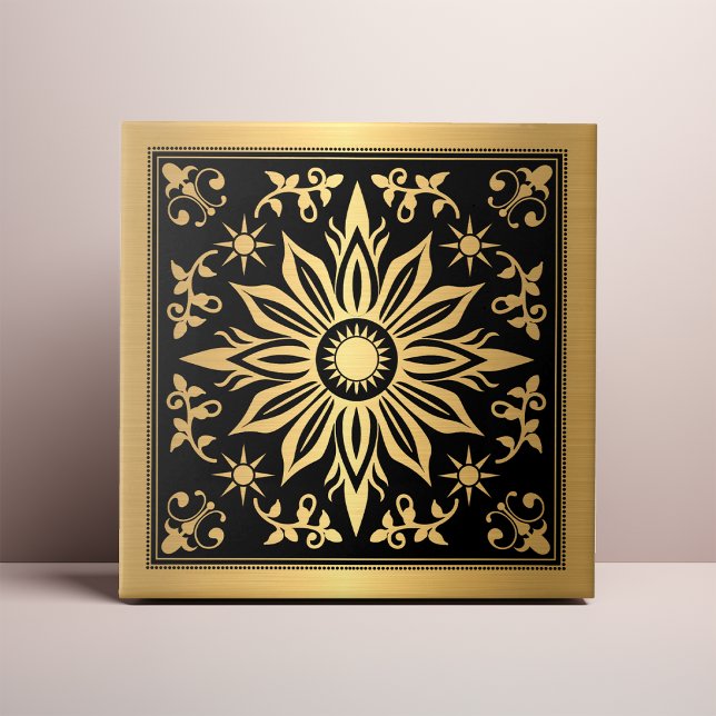 Azulejo Gótico Celestial Negro y Dorado Solar (Subido por el creador)
