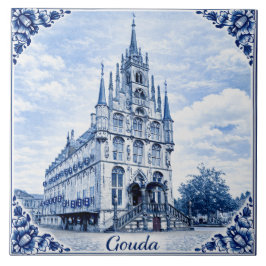 Azulejo Gouda town hall Delft Blue style ceramic tile