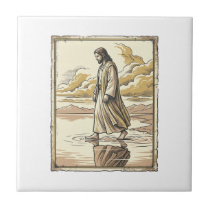 Azulejo Grabado de paseo espiritual de agua vintage