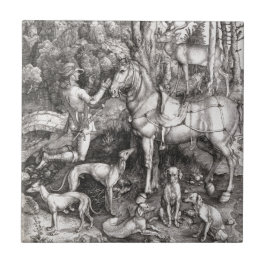 Azulejo Grabado de Saint Eustace por Albrecht Durer