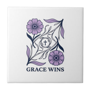 Azulejo Grace Wins Floral Christian Vintage Engraving Tee_
