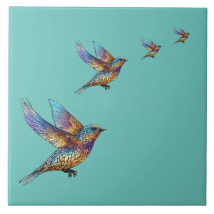 Azulejo "Graceful Aviator" Pájaro Swift Multicolorido
