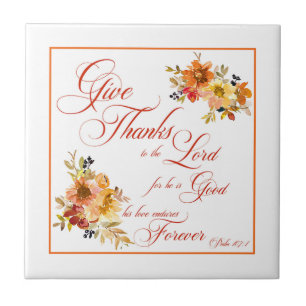 Azulejo Gracias al Señor Caer acuarela floral Ce