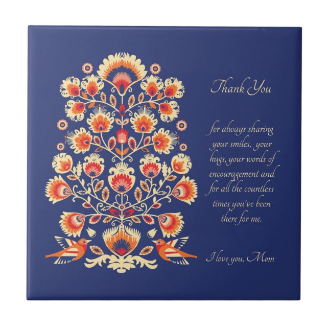 Azulejo Gracias mamá personalizable Folklore (Frente)