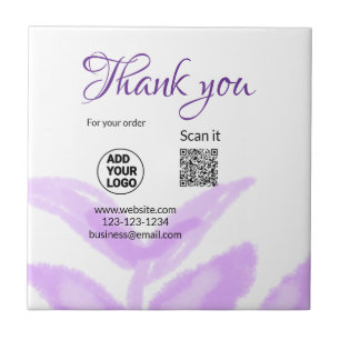 Azulejo Gracias por ordenar escanear código QR logo hojas