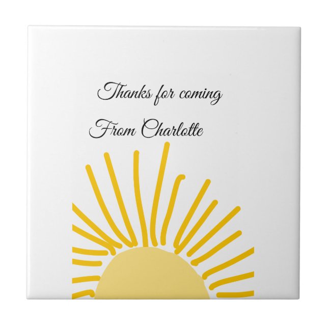 Azulejo gracias por venir mensaje de texto nombre sol (Frente)