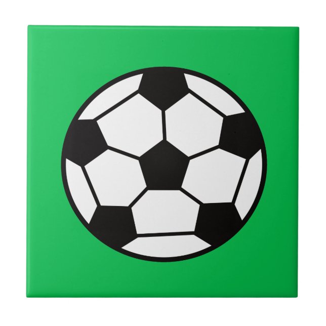 Azulejo Graciosa Bola De Fútbol En Fondo Verde (Frente)