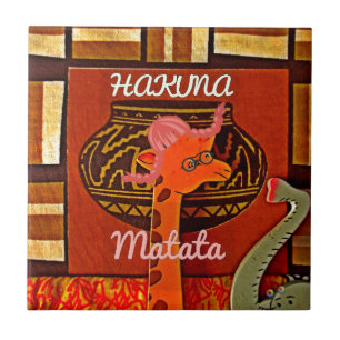 Azulejo Graciosa jirafa con texto fresco Hakuna Matata Dis