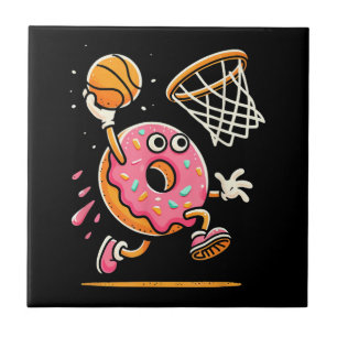 Azulejo Gracioso Donut Dunking Basketball Food Champ Sport