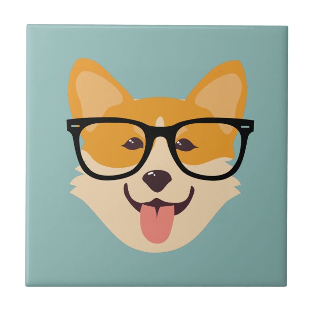Azulejo Gracioso Hipster Corgi (Frente)