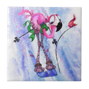 Azulejo Gracioso mosaico cerámico con esquiador Flamingo R