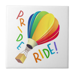 Azulejo Gracioso orgullo gay en globo aerostático con glob