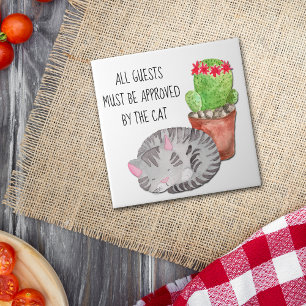 Azulejo Graciosos invitados aprobadores de gatos