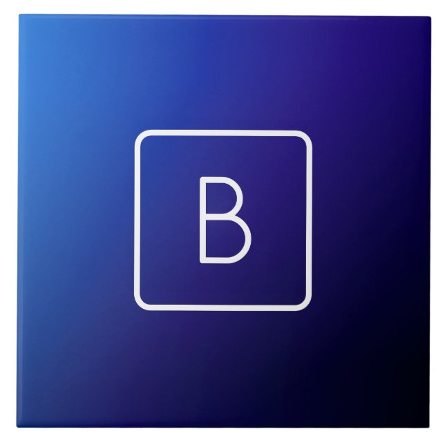 Azulejo Gradiente de color azul oscuro y monograma (Frente)