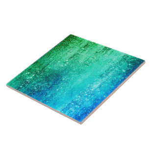Azulejo Gradiente de glam oceánico verde azul