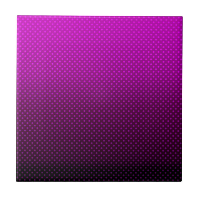 Azulejo Gradiente de puntos polka color negro púrpura impr (Frente)