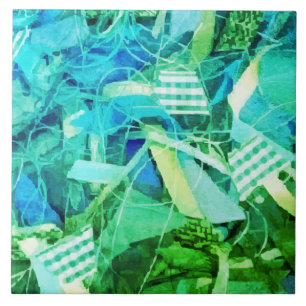 Azulejo Gradiente Náutico Abstracto Azul Verde Turquesa Es