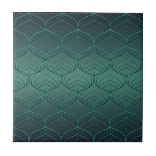 Azulejo Gradiente verde en estilo art déco. (Frente)