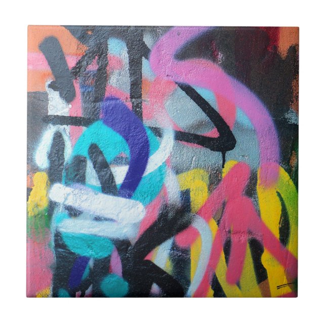 Azulejo Graffiti Arte Callejero Cerámica Mosaico Amarillo (Frente)