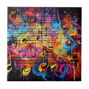 Azulejo Graffiti Musical Notes Tile