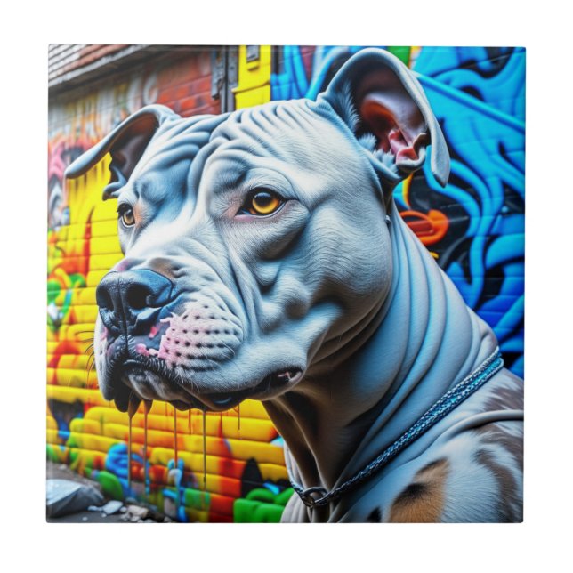Azulejo Graffiti urbano Ciudad de arte callejero Pitbull L (Frente)