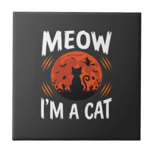 Azulejo Gráfica de silueta de gato divertido de Halloween