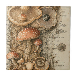 Azulejo Gráfico Botánico de Hongos Vintage (1)