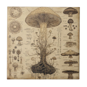 Azulejo Gráfico Botánico de Hongos Vintage (5)