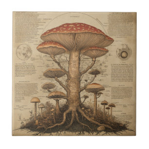 Azulejo Gráfico Botánico de Hongos Vintage (9)