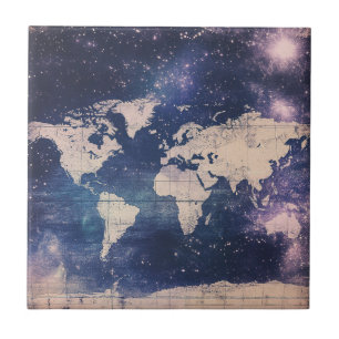 Azulejo Gráfico de Astronomía Vintage Romántico Púrpura