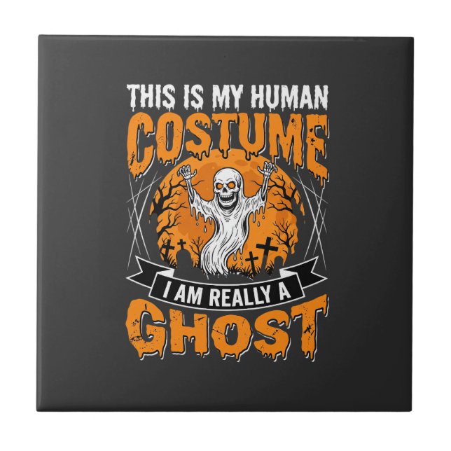 Azulejo Gráfico de Esqueleto Fantasma de Disfraz Humano de (Frente)