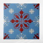 Azulejo Gráfico escandinavo nórdico azul blanco<br><div class="desc">Diseño nórdico en rojo,  azul,  blanco y dorado</div>