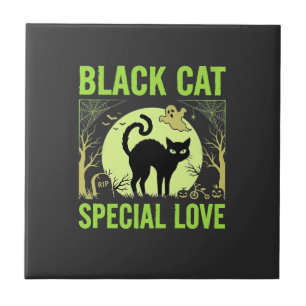Azulejo Gráficos de amor especial de gato negro de Hallowe